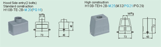 HE-010-MC    HE-010-FC Connectors Product Outline Dimensions