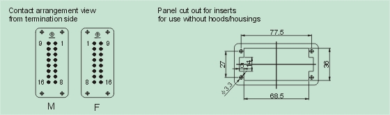 HE-016-M     HE-016-F Connectors Product Outline Dimensions