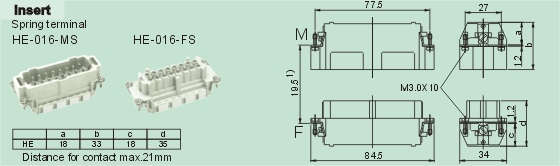 HE-016-MS     HE-016-FS Connectors Product Outline Dimensions