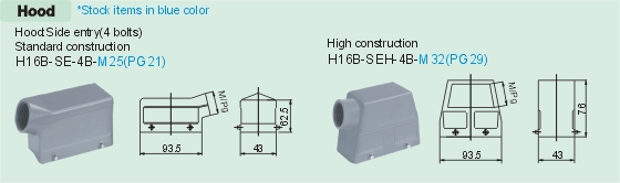 HE-016-MC    HE-016-FC Connectors Product Outline Dimensions