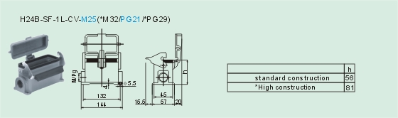 HE-024-M     HE-024-F Connectors Product Outline Dimensions