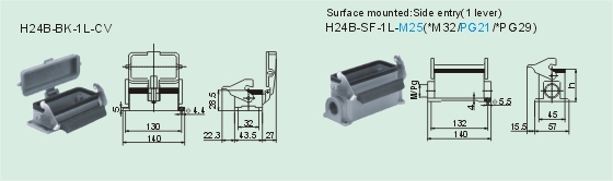 HE-024-M     HE-024-F Connectors Product Outline Dimensions