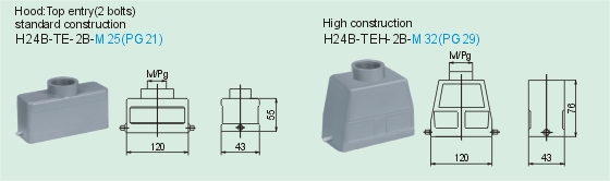 HE-024-MC     HE-024-FC Connectors Product Outline Dimensions
