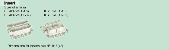 HE-032-M     HE-032-F Connectors Product Outline Dimensions