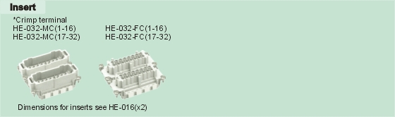 HE-032-MC    HE-032-FC Connectors Product Outline Dimensions