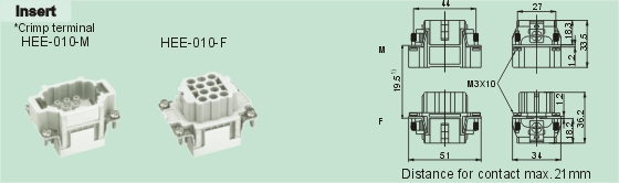 HEE-010-M     HEE-010-F Connectors Product Outline Dimensions