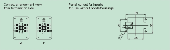 HEE-010-M     HEE-010-F Connectors Product Outline Dimensions