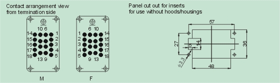 HEE-018-M     HEE-018-F Connectors Product Outline Dimensions