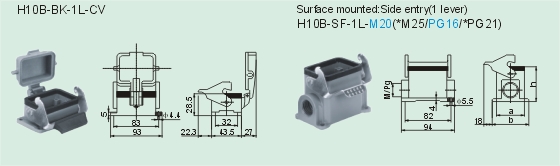 HEE-018-M     HEE-018-F Connectors Product Outline Dimensions