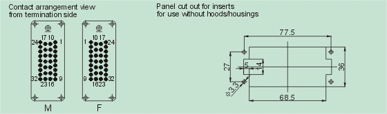 HEE-032-M     HEE-032-F Connectors Product Outline Dimensions