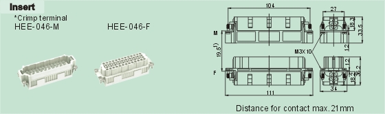 HEE-046-M     HEE-046-F Connectors Product Outline Dimensions