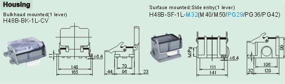 HEE-092-M     HEE-092-F Connectors Product Outline Dimensions