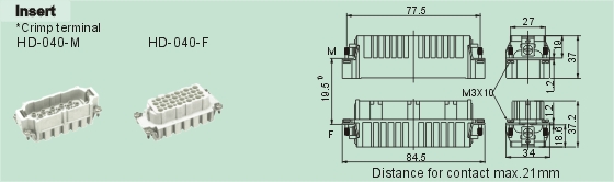 HD-040-M     HD-040-F Connectors Product Outline Dimensions