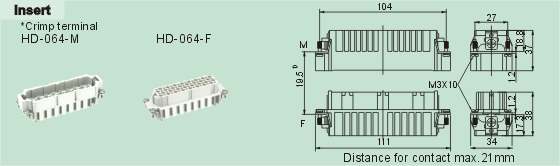 HD-064-M     HD-064-F Connectors Product Outline Dimensions