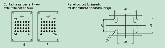 HDD-024-M     HDD-024-F Connectors Product Outline Dimensions