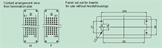 HDD-108-M     HDD-108-F Connectors Product Outline Dimensions