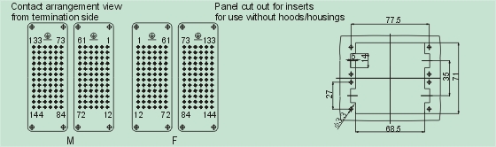 HDD-144-M     HDD-144-F Connectors Product Outline Dimensions