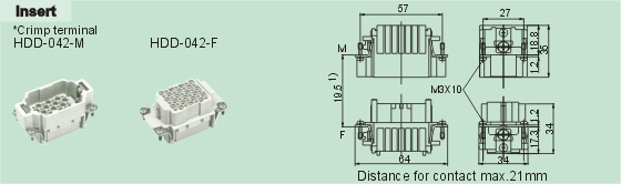 HDD-042-M     HDD-042-F Connectors Product Outline Dimensions