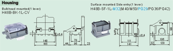 HDD-216-M     HDD-216-F Connectors Product Outline Dimensions