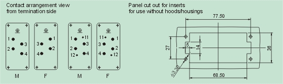 HK-004/2-M     HK-004/2-F Connectors Product Outline Dimensions