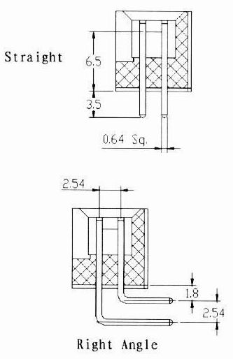 Box header connector type Connectors Product Outline Dimensions