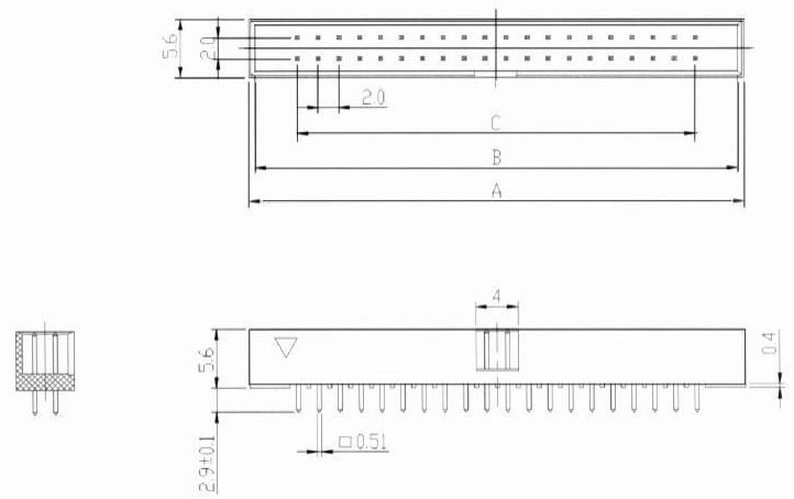 I.D.C socket connector-1 Connectors Product Outline Dimensions