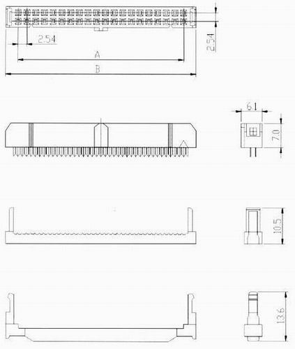 I.D.C socket connector Connectors Product Outline Dimensions