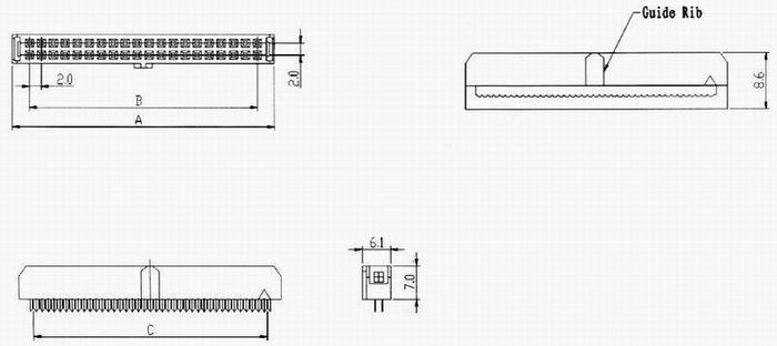 I.D.C socket connector-2 Connectors Product Outline Dimensions