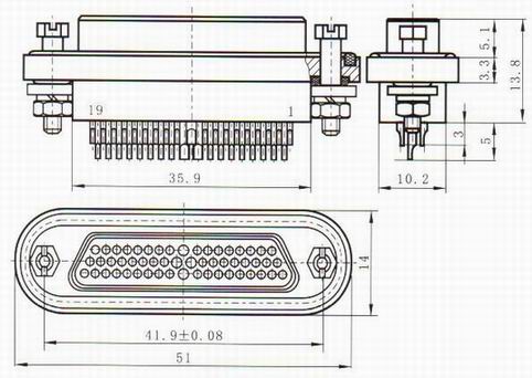 J69 series Connectors Product Outline Dimensions