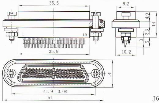 J69 series Connectors Product Outline Dimensions