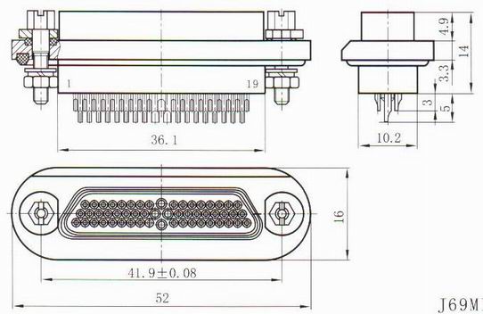 J69 series Connectors Product Outline Dimensions