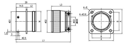 Y11 series  Connectors Outline Mounting Dimensions