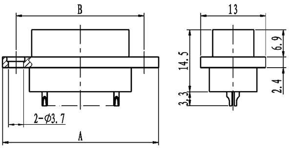 J29A common solder contact connectors Connectors Outline Dimensions of Receptacle