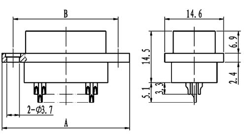 J29A common solder contact connectors Connectors Outline Dimensions of Receptacle