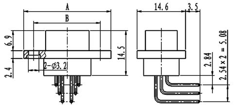 J29A type W of common right angle contact for PCB Connectors Outline Dimensions of Receptacle