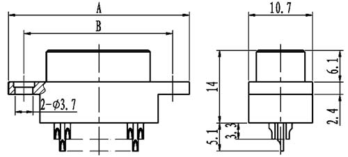 J29A type -A solder contact connectors Connectors Outline Dimensions of Plug
