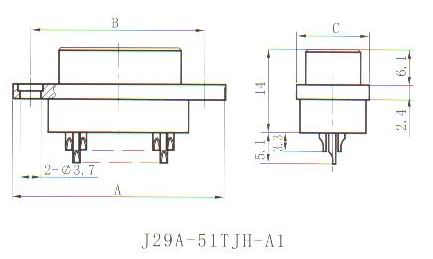 J29A type -A1 solder contact connectors Connectors Outline Dimensions of Plug