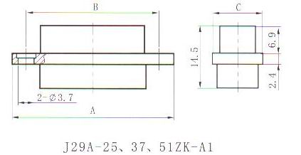 J29A type -A1 solder contact connectors Connectors Outline Dimensions of Receptacle