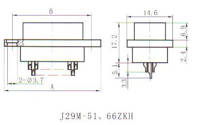 J29M solder contact connectors Connectors Outline Dimensions of Receptacle