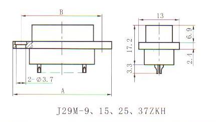 J29M solder contact connectors Connectors Outline Dimensions of Receptacle