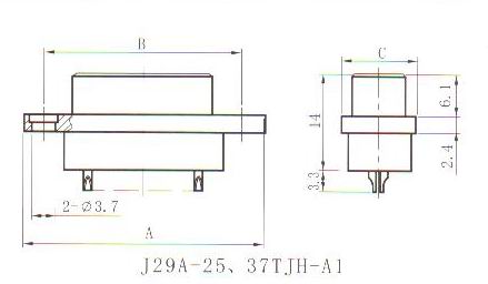 J29A type -A1 solder contact connectors Connectors Outline Dimensions of Plug