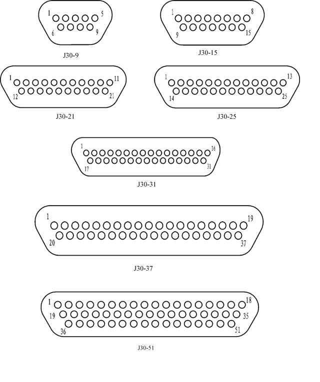 J30 series Connectors Contact Arrangements