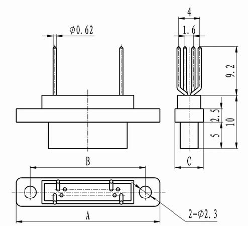 J30 inline contact for PCB connectors Connectors Product Outline Dimensions