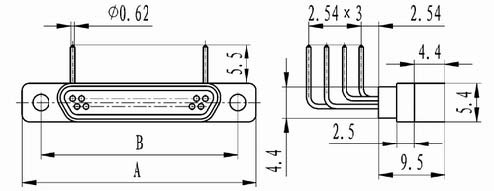 J30 right angle contact for PCB connectors Connectors Product Outline Dimensions