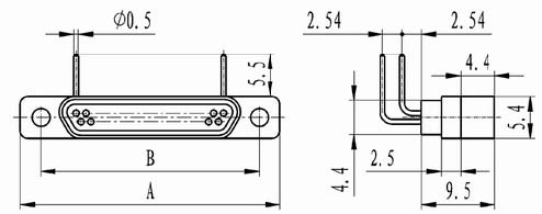 J30 right angle contact for PCB connectors Connectors Product Outline Dimensions