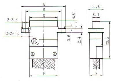 J30J type -AD（11.6）crimp contact connectors Connectors Outline Dimensions of Receptacle