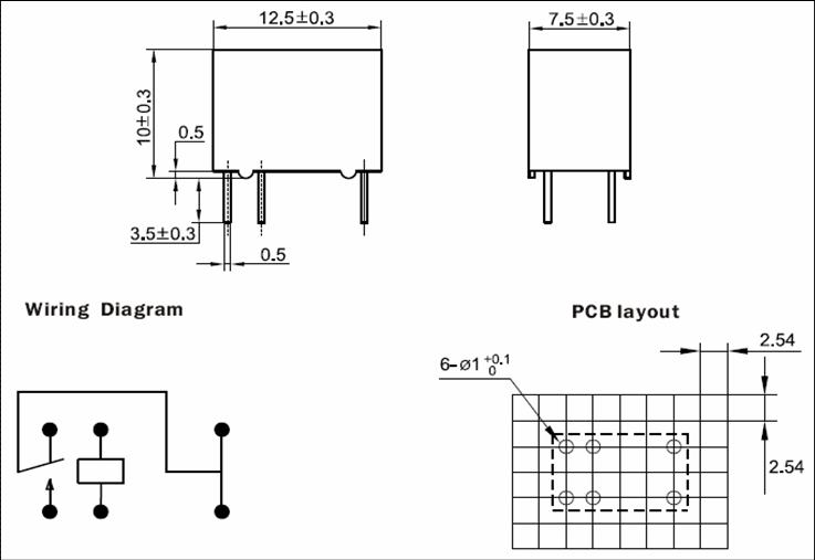 SJ-RELAY Relays Product Outline Dimensions