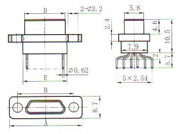 J30J in-line contact for PCB N Connectors Plug