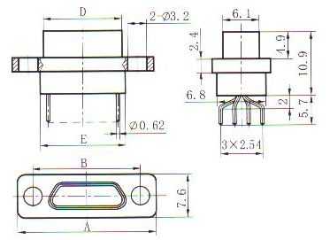 J30J in-line contact for PCB N Connectors Receptacle