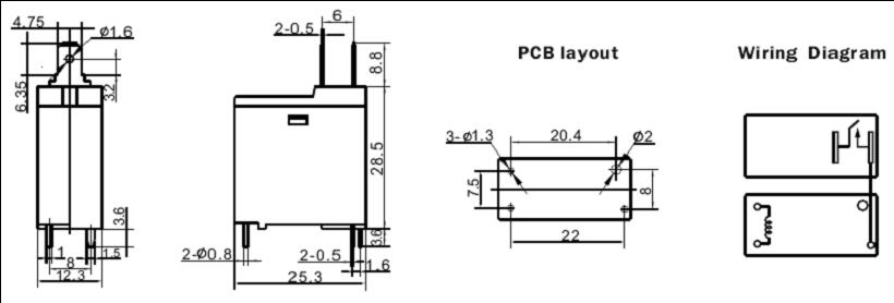 SMT-RELAY Relays Product Outline Dimensions